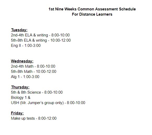 Distance Learners-1st 9 Weeks Common Assessments