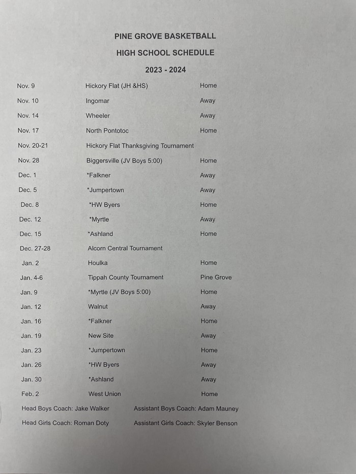 23-24 HS Basketball Schedule