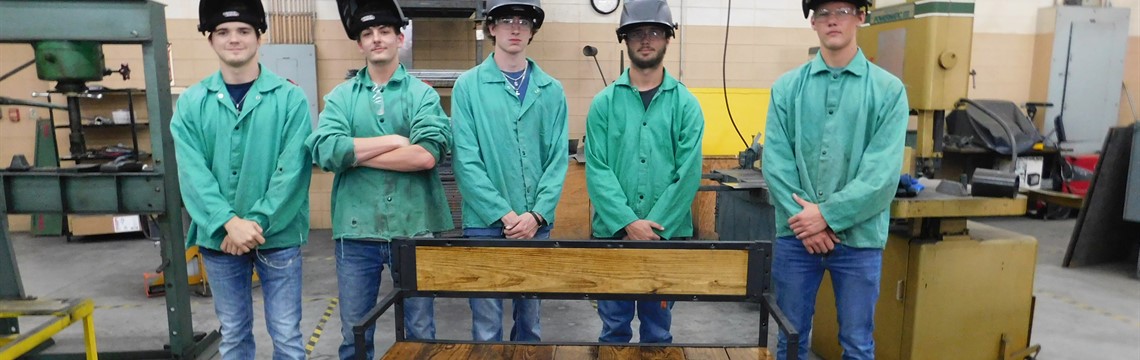 Students from Welding and Construction/Carpentry built this bench
