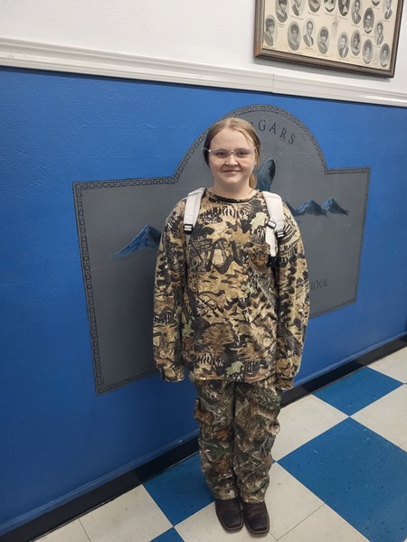 7th Grader on Camo Day for Red Ribbon Week 2022