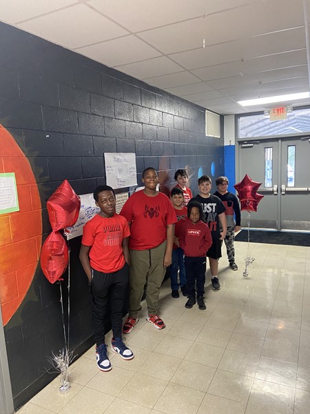 6th Graders on Red Day for Red Ribbon Week 2022