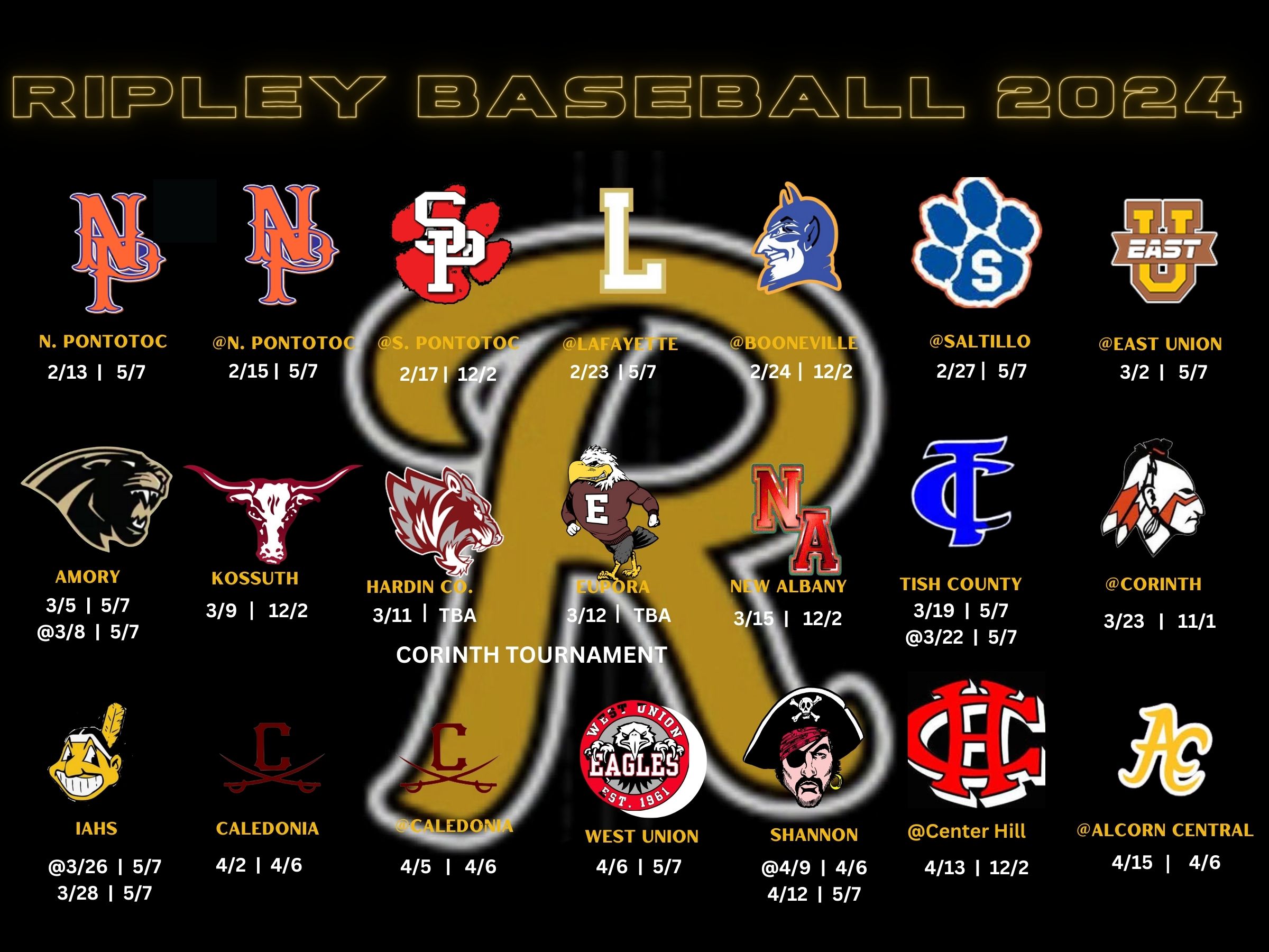 Ripley High School 2024 Baseball Schedule